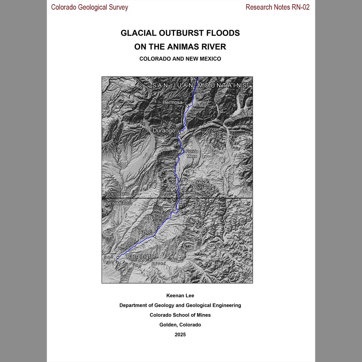 Cover for RN-02 Glacial outburst floods on the Animas River, Colorado and New Mexico