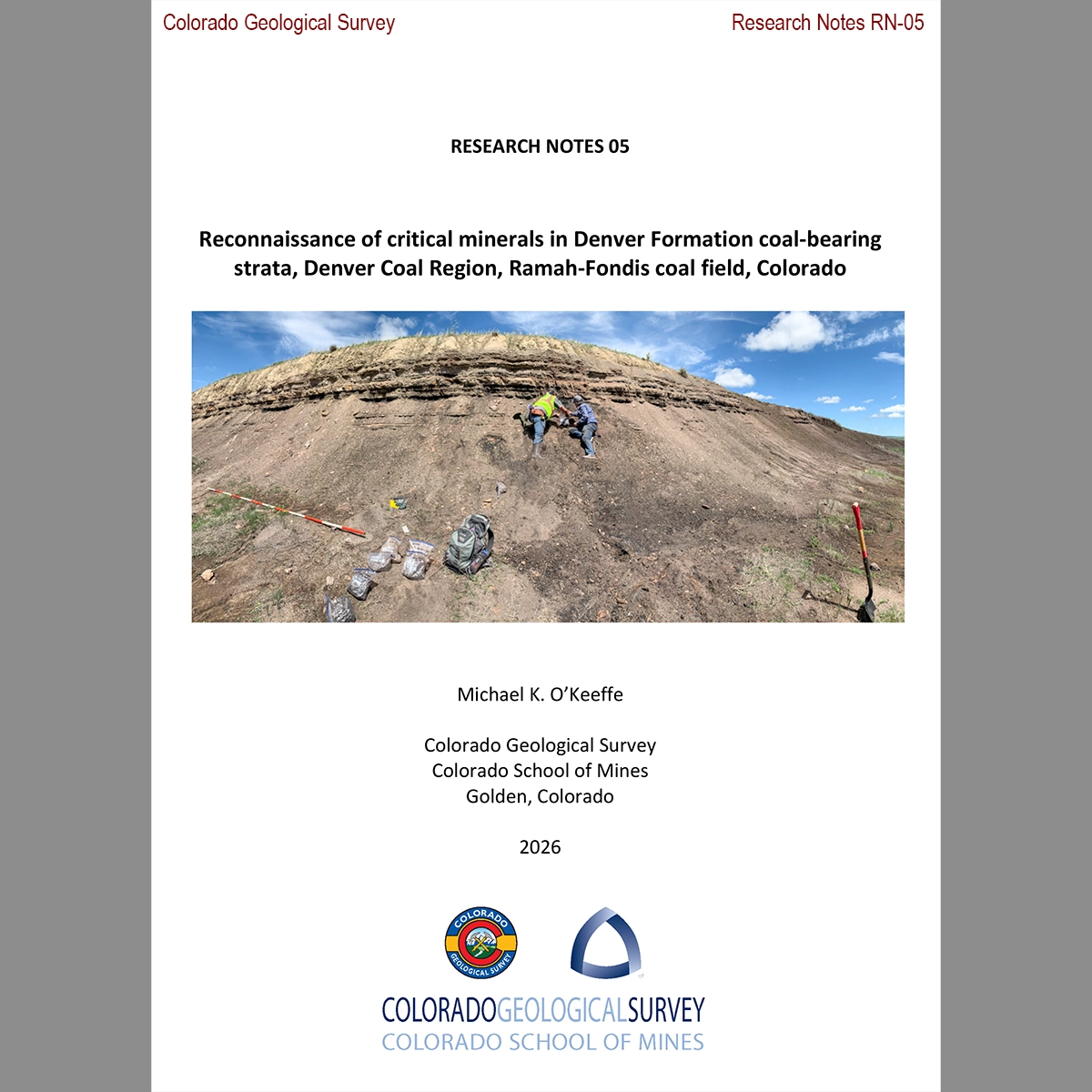 RN-05 Reconnaissance of Critical Minerals in Denver Formation Coal-Bearing Strata, Denver Basin, Ramah-Fondis Coal Field, Colorado