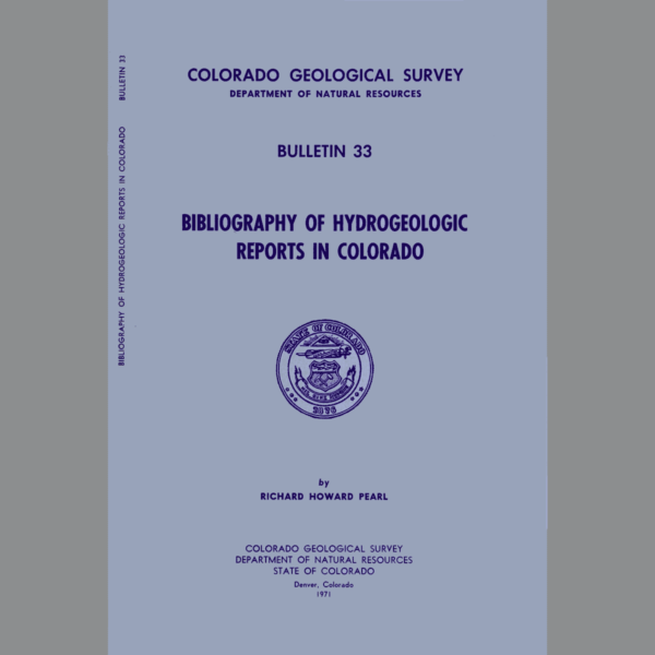 B-33 Bibliography of Hydrogeologic Reports in Colorado