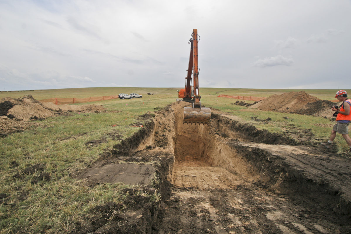 The initial excavation of the Anton Scarp trench, Washington County, Colorado, June 2005. Photo credit: Jeremy McCreary for the CGS.