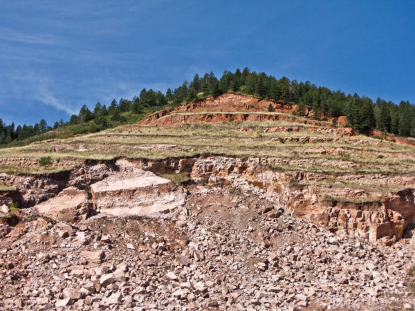 Headscarp of an ongoing landslide in the now-shuttered Pikeview Quarry in El Paso County, Colorado, September 2009. Photo credit: T.C. Wait for the CGS.