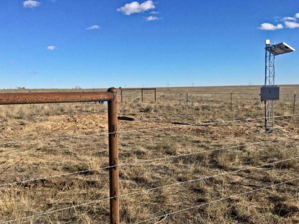 Located near Lamar, Colorado, this seismic station is used to monitor earthquakes on the Cheraw Fault. Photo credit: Kyren Bogolub for the CGS.
