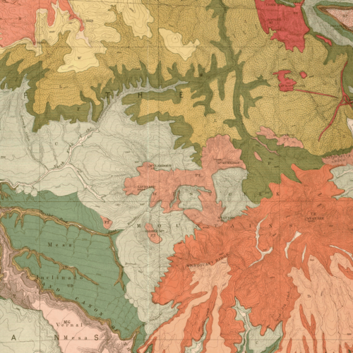 HM-01-14 1877 Geologic Map, Sheet XIV: Western CO and Part of UT (Hayden) (detail)