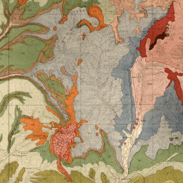 HM-01-15 1877 Geologic Map, Sheet XV: SW CO and parts of NM, AZ and UT (Hayden) (detail)