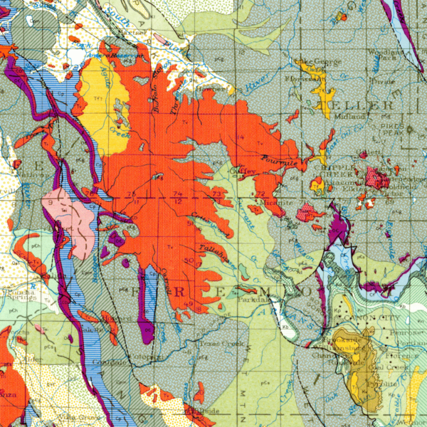 HM-03 1935 Geologic Map of Colorado (Burbank) (detail)