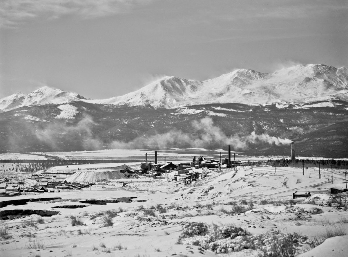 The Leadville, Colorado smelter of the American Smelting and Refining Company, December, 1942. Lead concentrates from Creede, Colorado were shipped to the smelter. Photo credit: Andreas Feininger.