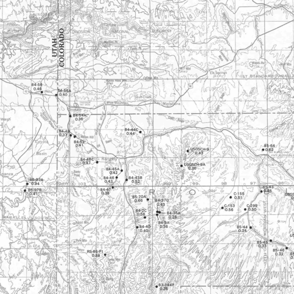 MI-33 Surface Vitrinite-Reflectance Map of the Uinta, Piceance, and Eagle Basins Area, Utah and Colorado (detail)