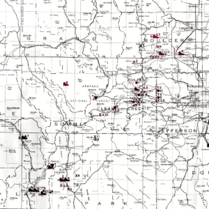 MS-10 Metal Mining Activity Map of Colorado Excluding Uranium and Vanadium (with Directory), 1978 (detail)