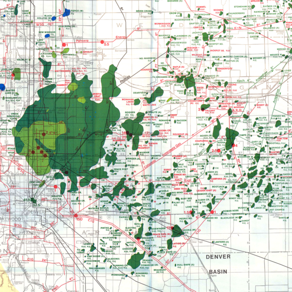 MS-22 Oil and Gas Fields Map of Colorado, 1983 (detail)