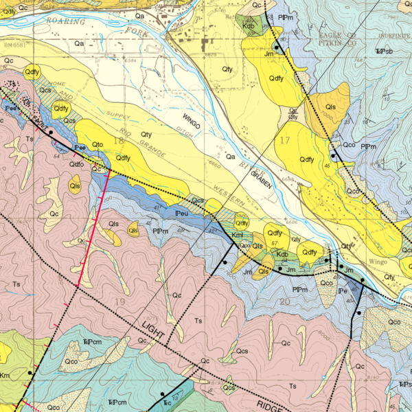 MS-39 Geologic Map of the Basalt Quadrangle, Eagle, Garfield, and Pitkin Counties, Colorado (detail)