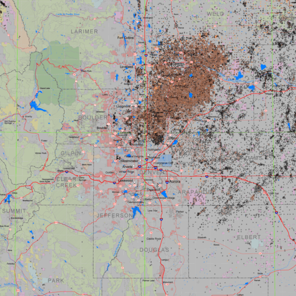 MS-44 Map of Oil and Gas Wells in Colorado (detail)