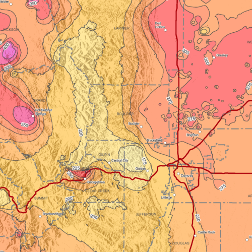 MS-51 Interpretive Geothermal Gradient Map of Colorado (detail)