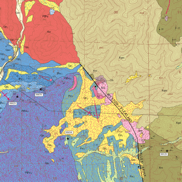 OF-00-01 Geologic Map of the Jack Hall Mountain Quadrangle, Fremont County, Colorado (detail)