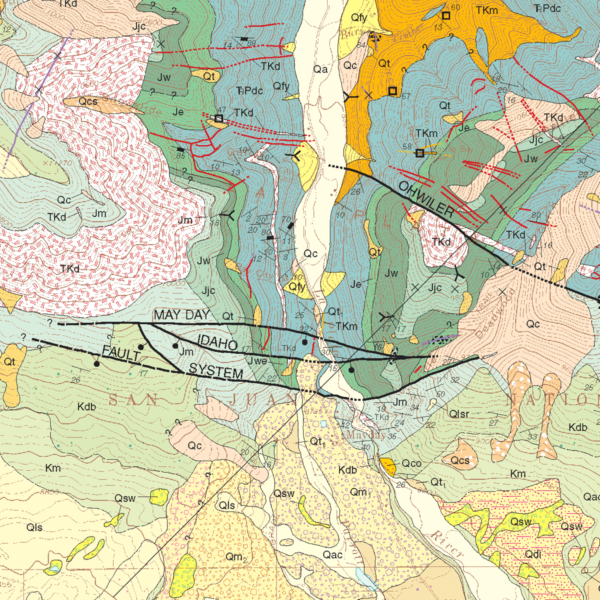 OF-00-04 Geologic Map of the Hesperus Quadrangle, La Plata and Montezuma Counties, Colorado (detail)