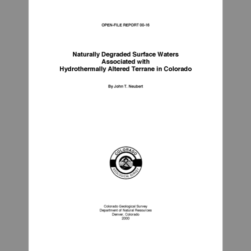 OF-00-16 Naturally Degraded Surface Waters Associated with Hydrothermally Altered Terrane in Colorado