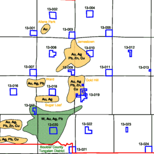OF-00-19 Evaluation of the Mineral and Mineral Fuel Potential of Boulder, Jefferson, Clear Creek, and Gilpin Counties State Mineral Lands Administered by the Colorado State Land Board (detail)