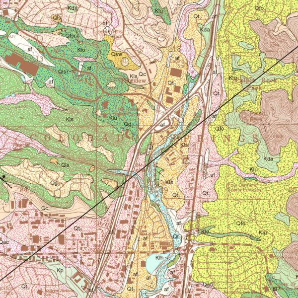 OF-01-03 Geologic Map of the Pikeview Quadrangle, El Paso County, Colorado (detail)