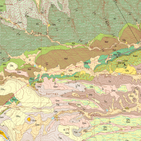OF-01-04 Geologic Map of the Basin Mountain Quadrangle, La Plata County, Colorado (detail)