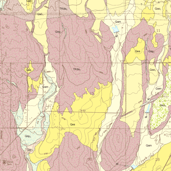 OF-03-08 Geologic Map of Falcon NW Quadrangle, El Paso County, Colorado (detail)
