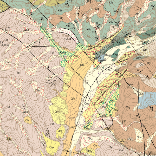 OF-03-15 Geologic map of the Taylor Ranch Quadrangle, Costilla County, Colorado (detail)
