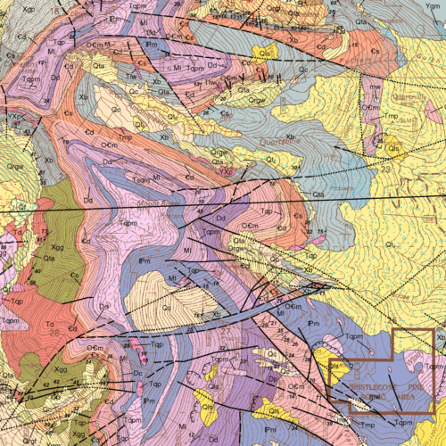 OF-04-03 Geologic Map of the Alma Quadrangle, Park and Summit Counties, Colorado (detail)