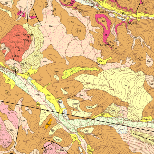 OF-04-08 Geological Map of the La Valley Quadrangle, Costilla County, Colorado (detail)