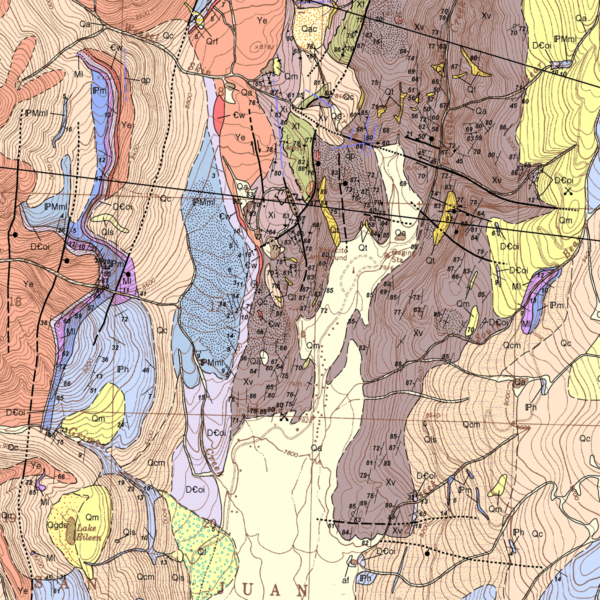 OF-04-09 Geologic Map of the Vallecito Reservoir Quadrangle, La Plata County, Colorado (detail)