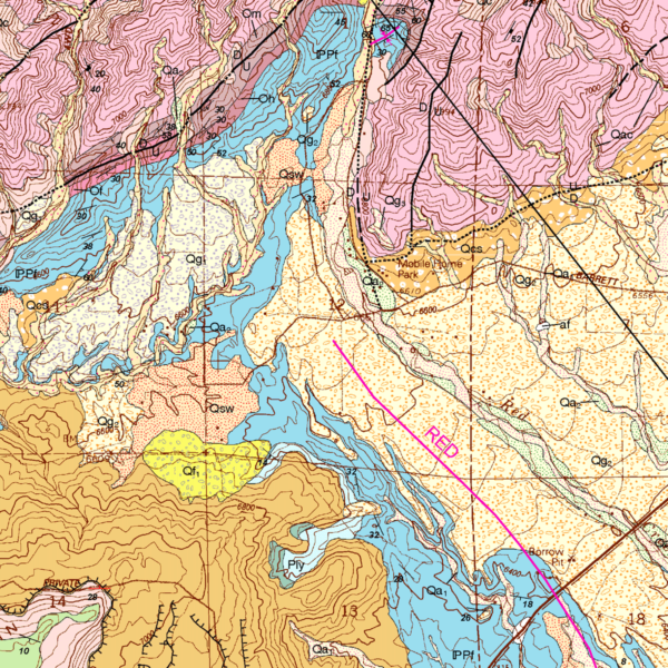 OF-06-05 Geologic Map of the Mount Pittsburg Quadrangle, El Paso, Pueblo, and Fremont Counties, Colorado (detail)
