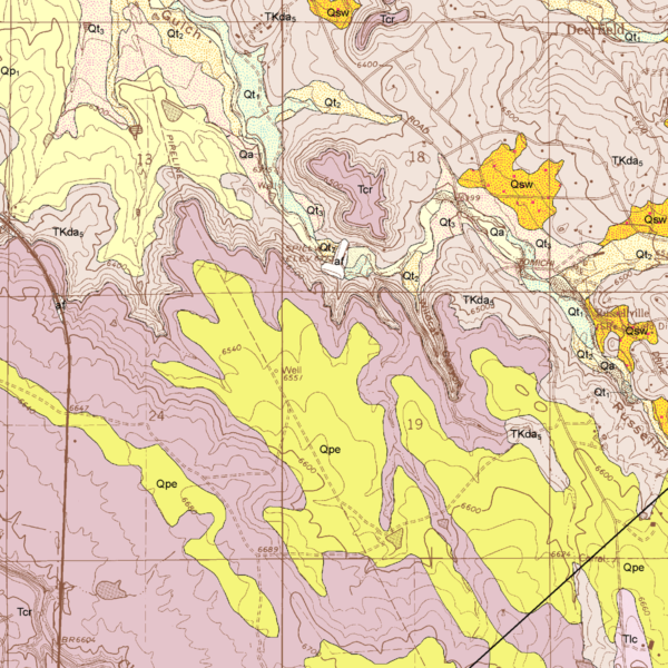 OF-06-08 Geologic Map of the Russellville Gulch Quadrangle, Douglas and Elbert Counties, Colorado (detail)