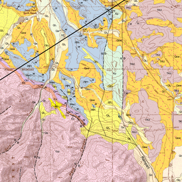 OF-08-17 Geologic Map of the Larkspur Quadrangle, Douglas and El Paso Counties, Colorado (detail)