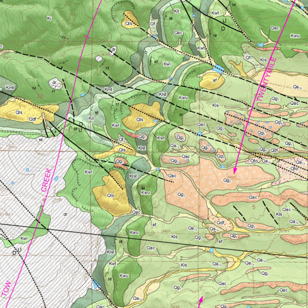 OF-13-04 Geologic Map of the Milner Quadrangle, Routt County, Colorado (detail)