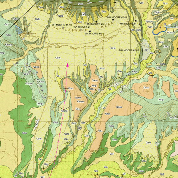 OF-13-06 Geologic Map of the Rattlesnake Mesa Quadrangle, Rio Blanco County, Colorado (detsail)