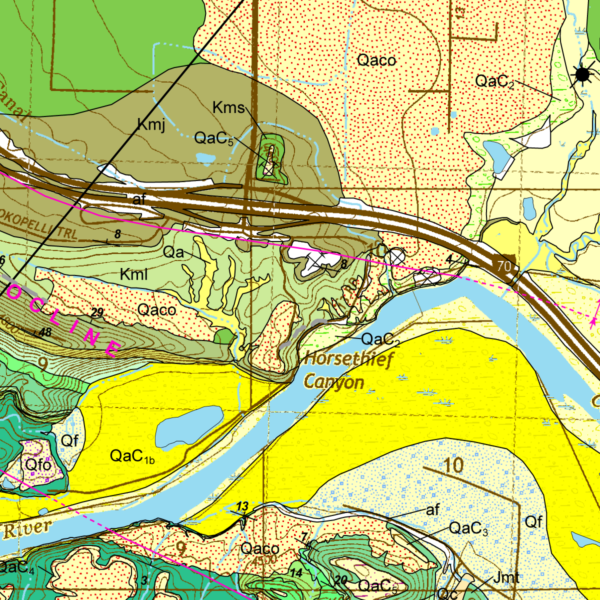OF-15-14 Geologic Map of the Mack Quadrangle, Mesa County, Colorado (detail)