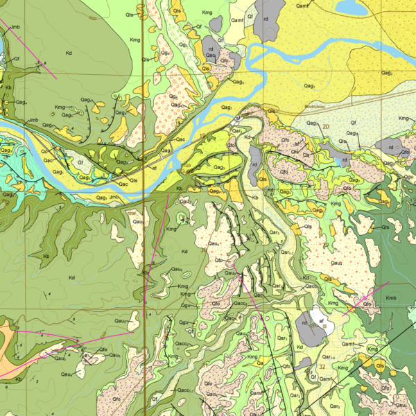 OF-16-06 Geologic Map of the Roubideau Quadrangle, Delta and Montrose Counties, Colorado (detail)