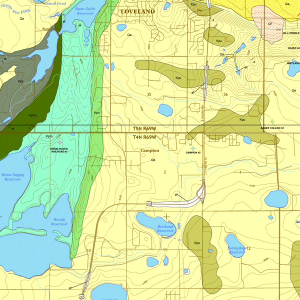 OF-17-03 Geologic Map of the Berthoud Quadrangle, Larimer, Weld, and Boulder Counties, Colorado (detail)