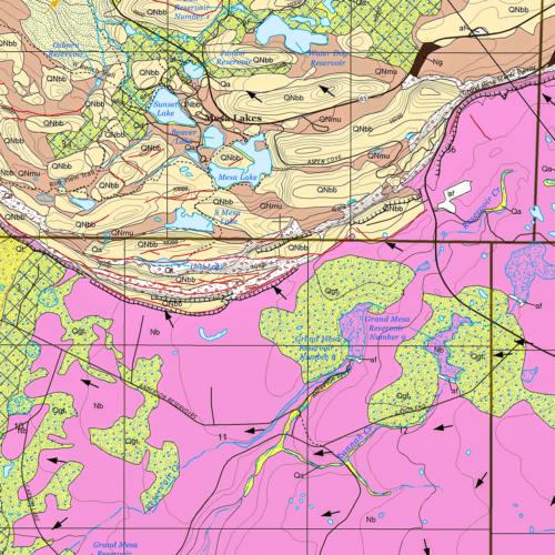 OF-19-08 Geologic Map of the Mesa Lakes Quadrangle, Mesa and Delta Counties, Colorado (detail)