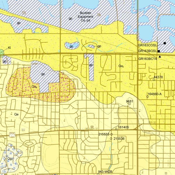 OF-20-05 Geologic Map of the Greeley Quadrangle, Weld County, Colorado (detail)