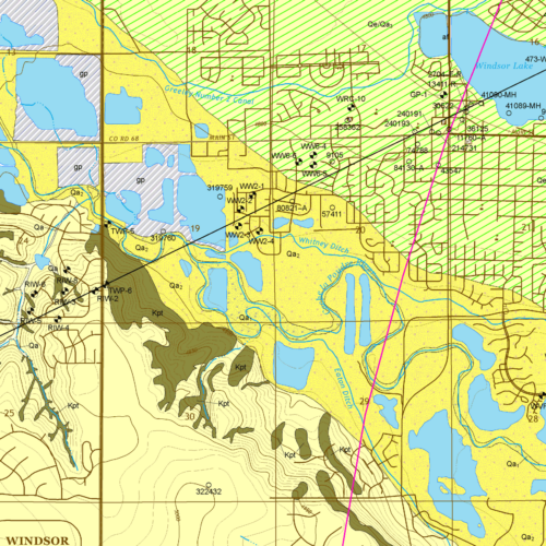 OF-22-08 Geologic Map of the Windsor Quadrangle, Larimer and Weld Counties, Colorado (detail)
