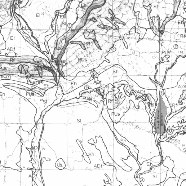 OF-83-05 Reconnaissance Geology and Geologic Hazards Maps of the Florence 7.5-minute Quadrangle, Colorado (detail)
