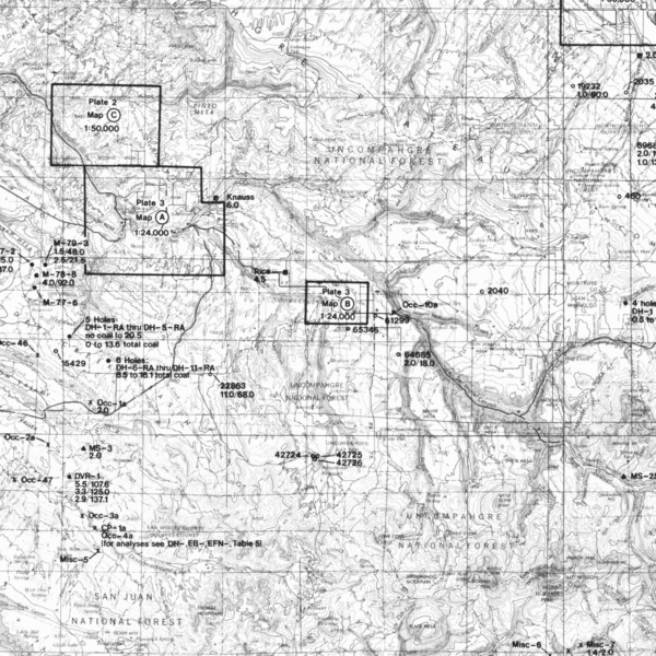 OF-86-01 Coal Resources of the Dakota Sandstone, Southwestern Colorado (detail)