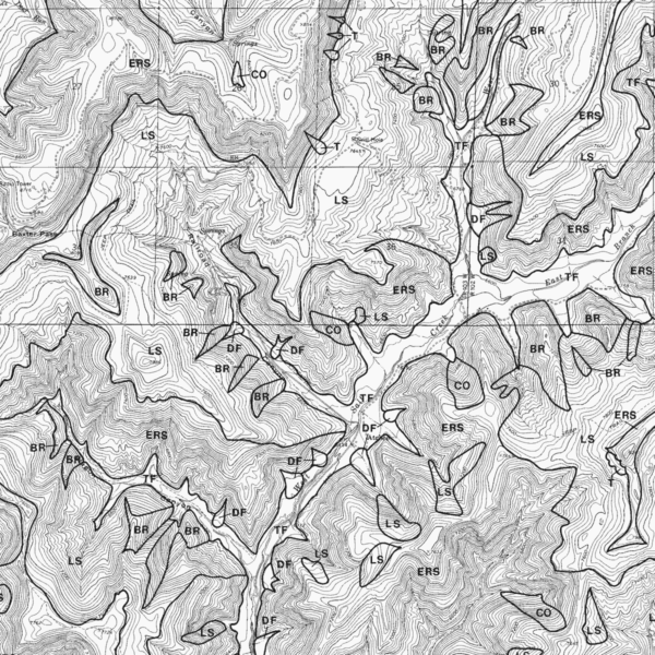 OF-86-04 Surficial-Geologic and Slope Stability Study of the Douglas Pass Region, Colorado: Geomorphic Features Maps (Folio 3) (detail)