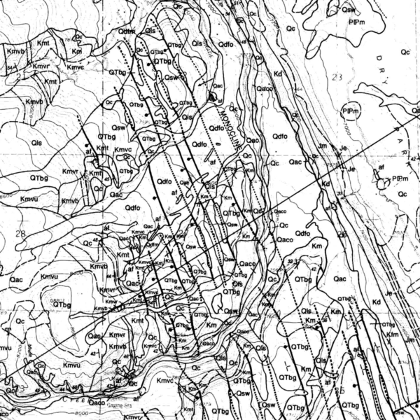 OF-96-01 Geologic Map of the Cattle Creek Quadrangle, Garfield County, Colorado (detail)