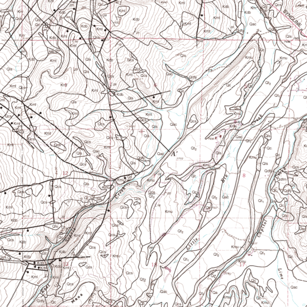 OF-98-01 Geologic Map of the Basalt Quadrangle, Eagle, Garfield, and Pitkin Counties, Colorado (detail)