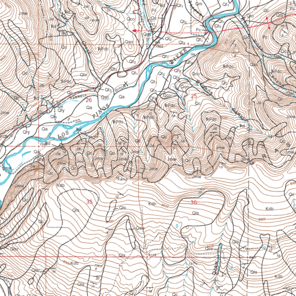 OF-98-02 Geologic Map of the Ludwig Mountain Quadrangle, La Plata County, Colorado (detail)