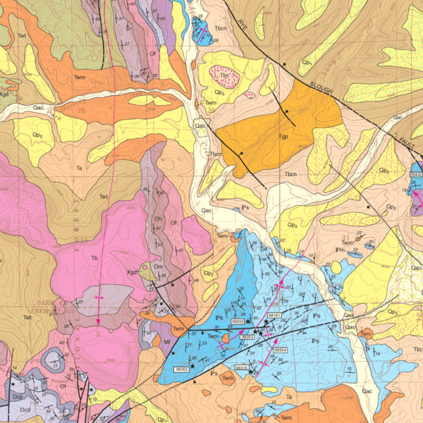 OF-99-03 Geologic Map of the Gribbles Park Quadrangle, Park and Fremont Counties, Colorado (detail)