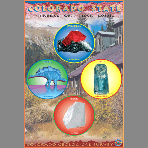 PO-01 Poster – Symbols of Colorado: Mineral, Gem, Rock and Fossil