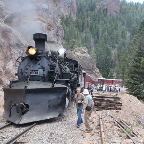 On the Cumbres & Toltec Scenic Railroad Geology Train trip, there will be plenty of opportunities to debark and get close-up views of the fascinating geology along the way. Photo credit: CTSRR.