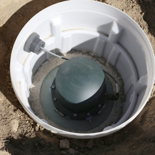 Trimble Ref-Tek 151-30 Broadband Seismometer in subsurface housing, Briggsdale, Colorado, May 2016. Photo credit: Mike Bornowski for the CGS.