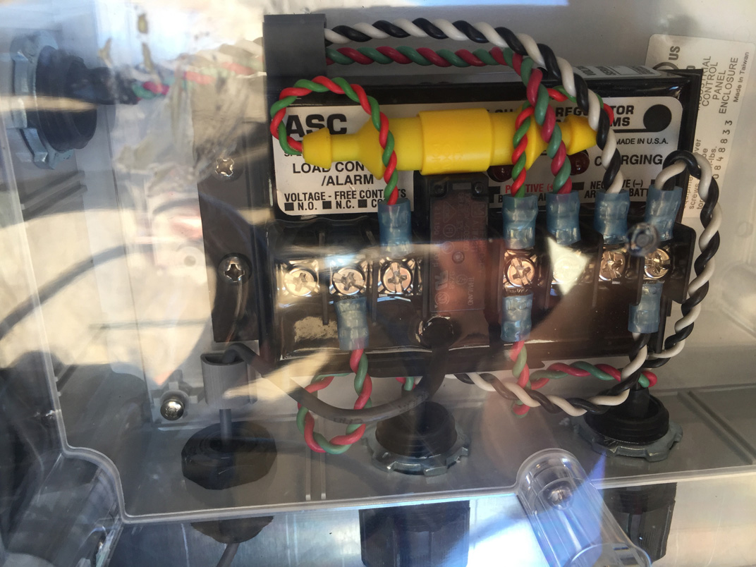 Automatic sequencing charger (ASC) Photovoltaic Charge Controller, Briggsdale, Colorado, May 2016. Photo credit: Mike Bornowski for the CGS.