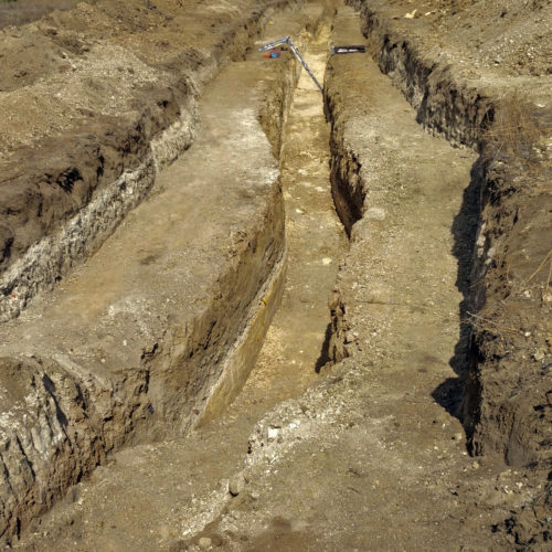 A prior trench on the Cheraw fault, near Haswell, Colorado, in 2016. Photo credit: Matthew Morgan for the CGS.